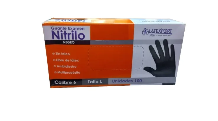 Guante NitriloNegro JDH Cal C-6 TS x100u
