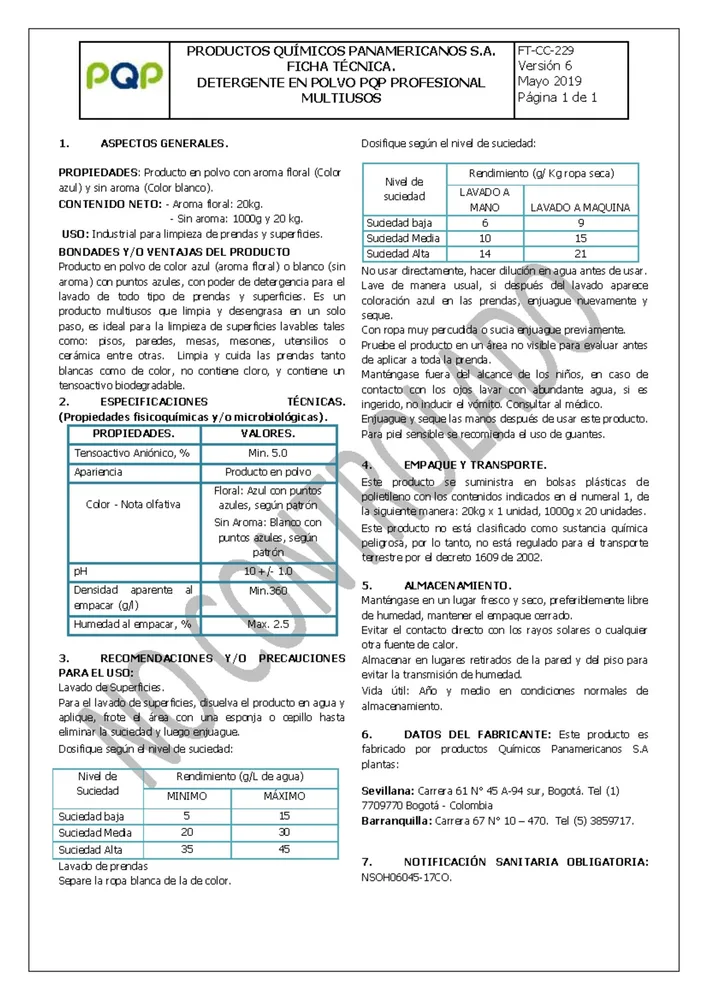 Detergente Liqu Alcal UsoIndus PQP x20Lt