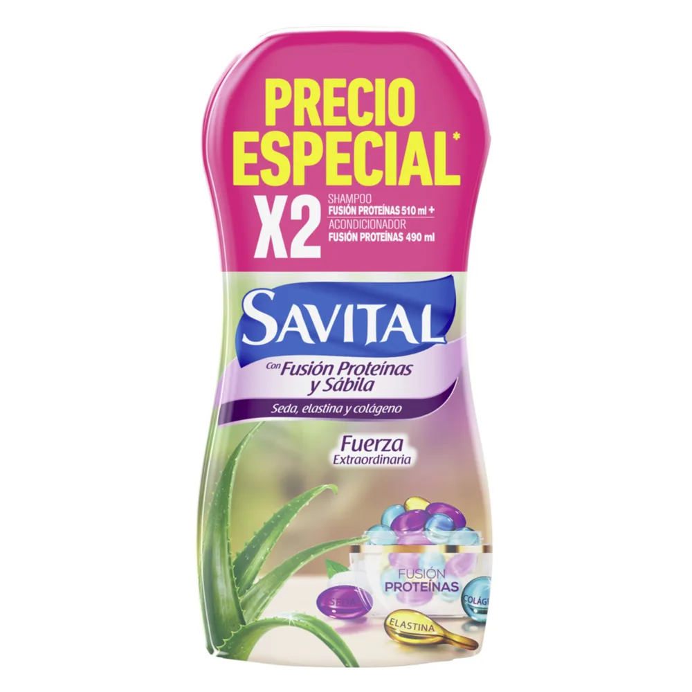 Savital Sh Fus Prot 6X510Ml + Ac 490Ml